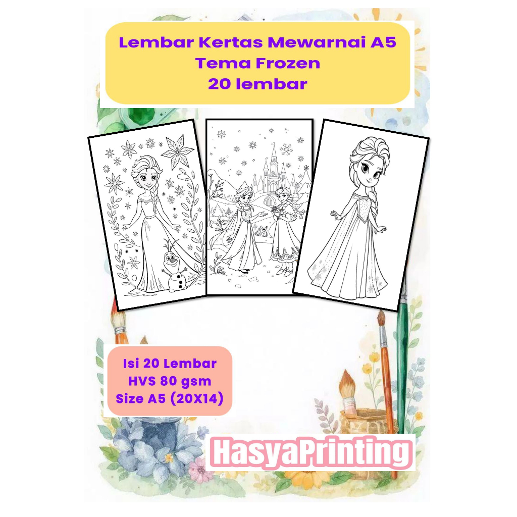 Lembar Kertas Mewarnai A5 FROZEN 20 Lembar