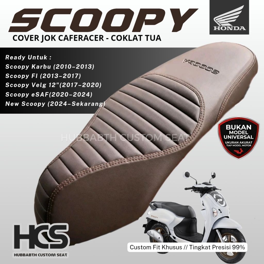 Cover Jok Caferacer Instan Honda Scoopy  Karbu FI 12' eSAF NEW COKLAT TUA PREMIUM LEATHER
