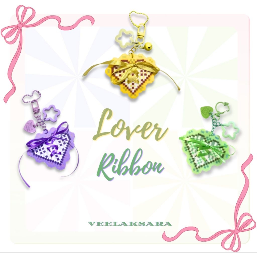 [CUSTOM COLOUR] Veelaksara Lover Ribbon Perler Beads Keychain / Gantungan Kunci Hama Beads Tas Custo