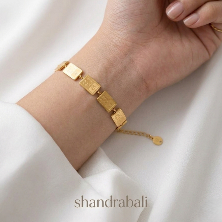 Shandra Bali - Gelang Titanium Wanita Model Fine LM Antm Warna Gold Anti Karat