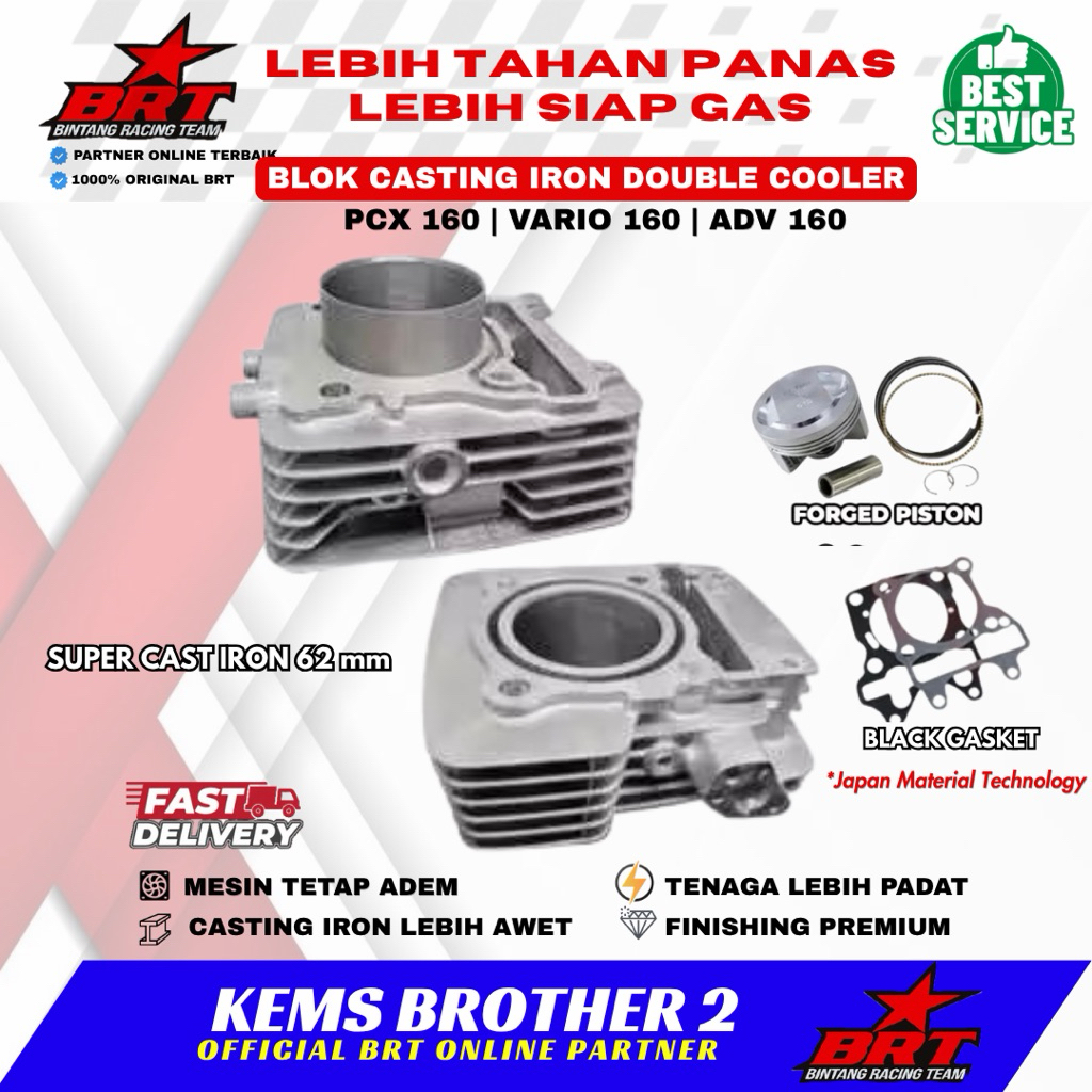 BLOK BRT PCX 160 VARIO 160 SUPER CASTING IRON DOUBLE COOLER ORIGINAL BRT
