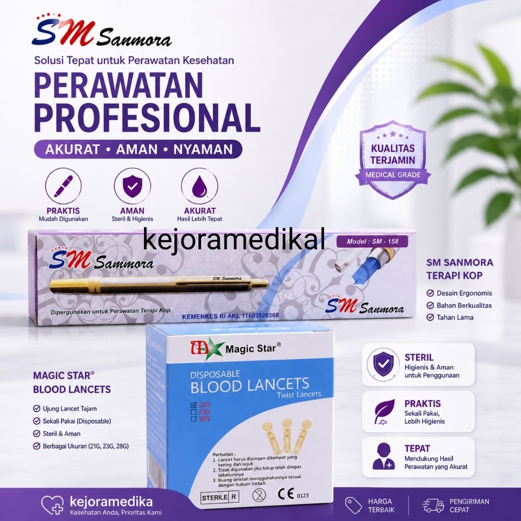PAKET BLOOD LANCET MAGIC STAR + PEN BEKAM SAMMORA 158 / PAKET BLOOD LANCET
