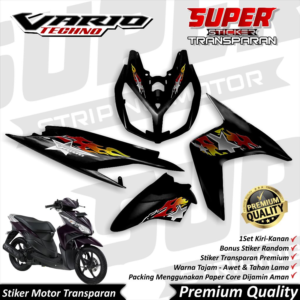 Stiker Transparan Vario 110 Techno karbu Anti Luntur keren Striping Vario Techno Striping Honda Vari