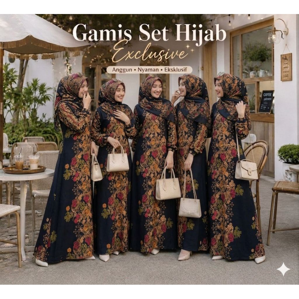 Gamis Set Hijab Setorjoan Termurah By Angkasa Batik Gamis Casual Kekinian