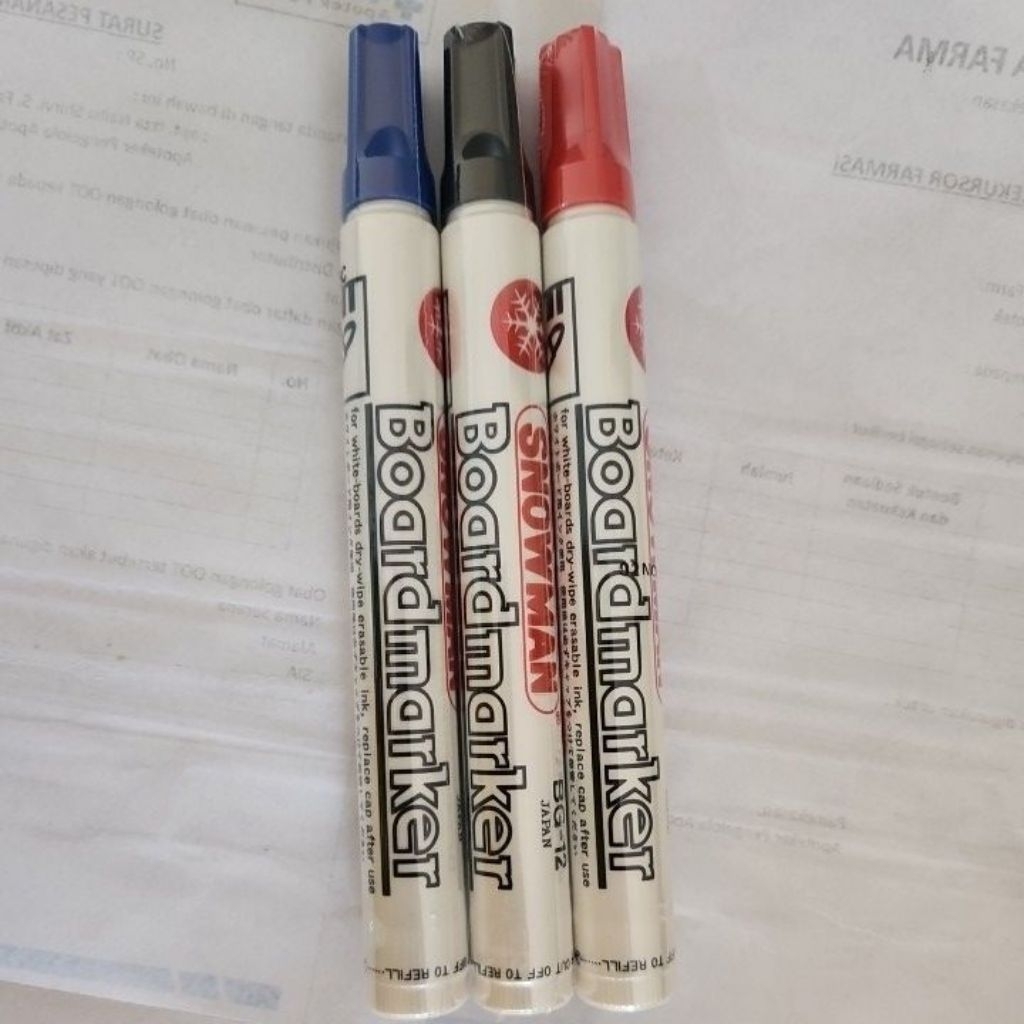 Spidol Snowman Boardmarker Hitam Biru Merah