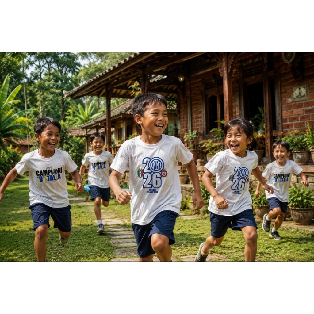 Tshirt Anak Inter Milan | Kaos Anak Inter Scudetto | Kaos Anak Inter Milan Double Champions 2026