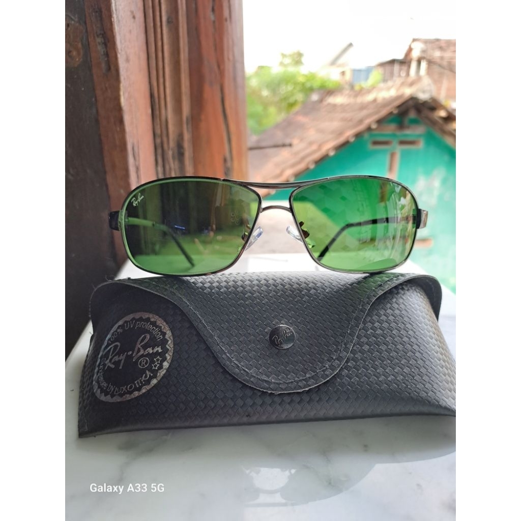 kacamata ray-ban RB3343 size 62 kaca hijau