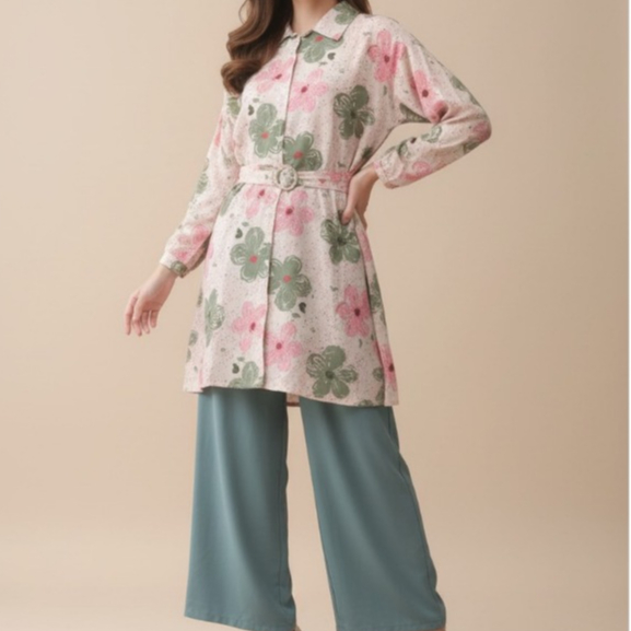 setelan Flora tunik / setcel tunik / one set tunik muslimah / setcel wanita muslim /One set tunik bu