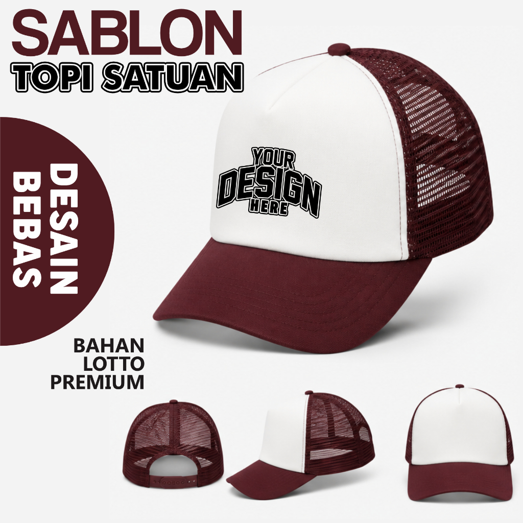Topi Polos Sablon, Custom Satuan