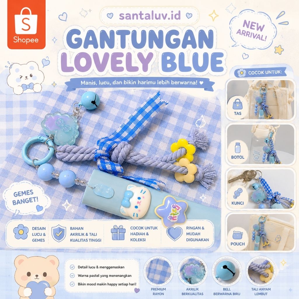 Gantungan Lovely Blue Pastel Gemes Aesthetic Keychain  Botol pafrum Kunci Cute Korea santaluv.id