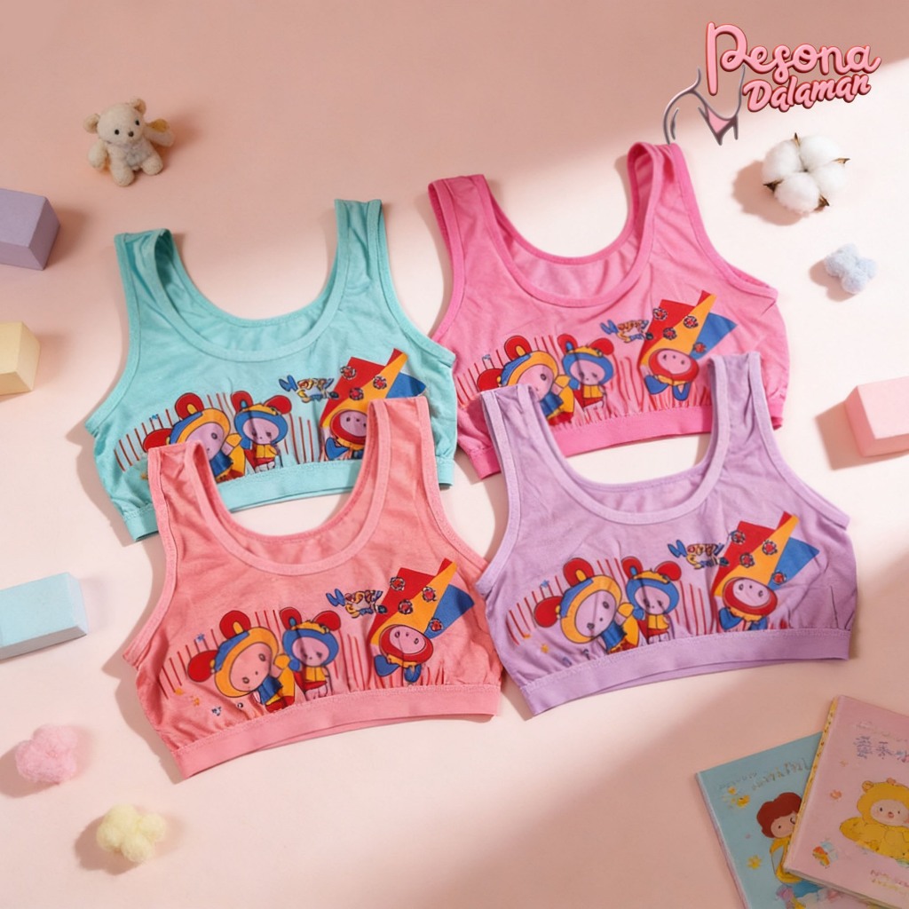 Pesona Dalaman | Mini Set Anak Perempuan Katun Bra Remaja SD SMP Tanpa Kawat BH Anak Cewek Karakter 