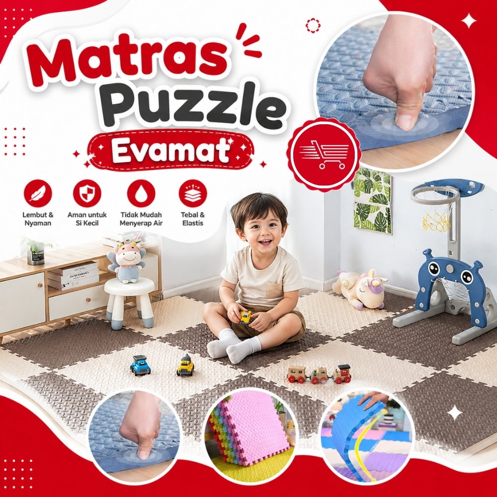 Matras Puzzle PE Karpet Puzzle Anak Playmate Bayi Puzzle Lantai Matras Evamat Tebal Empuk Aesthetic