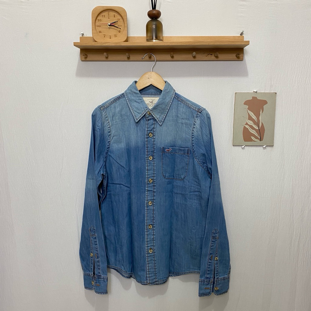 kemeja panjang denim Hollister original size S
