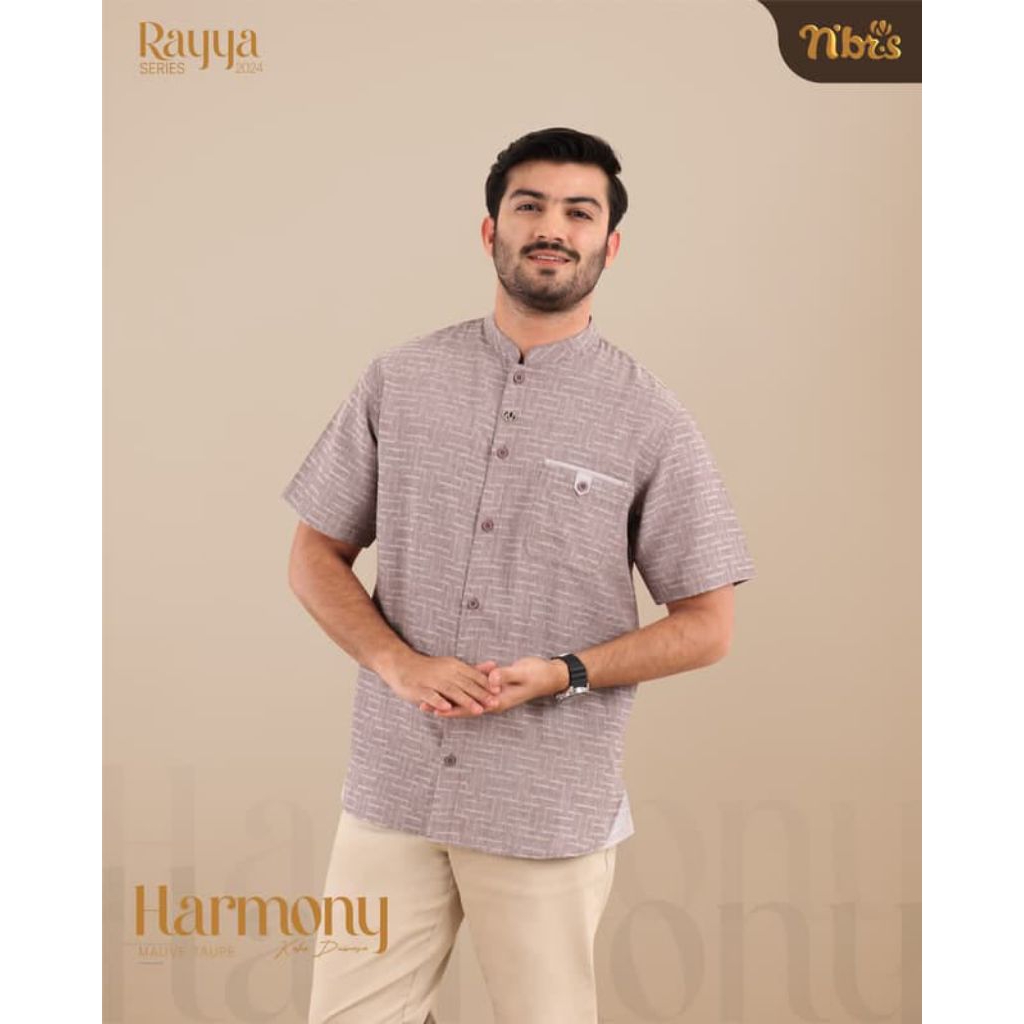 koko nibras murah/baju muslim pria/koko nibras lengan pendek/koko nibras harmony mauve