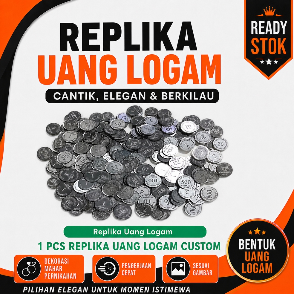 REPLIKA UANG KOIN KUNO 1-1000 UANG LOGAM DEKORASI HIASAN MAHAR MURAH AKRILIK SILVER