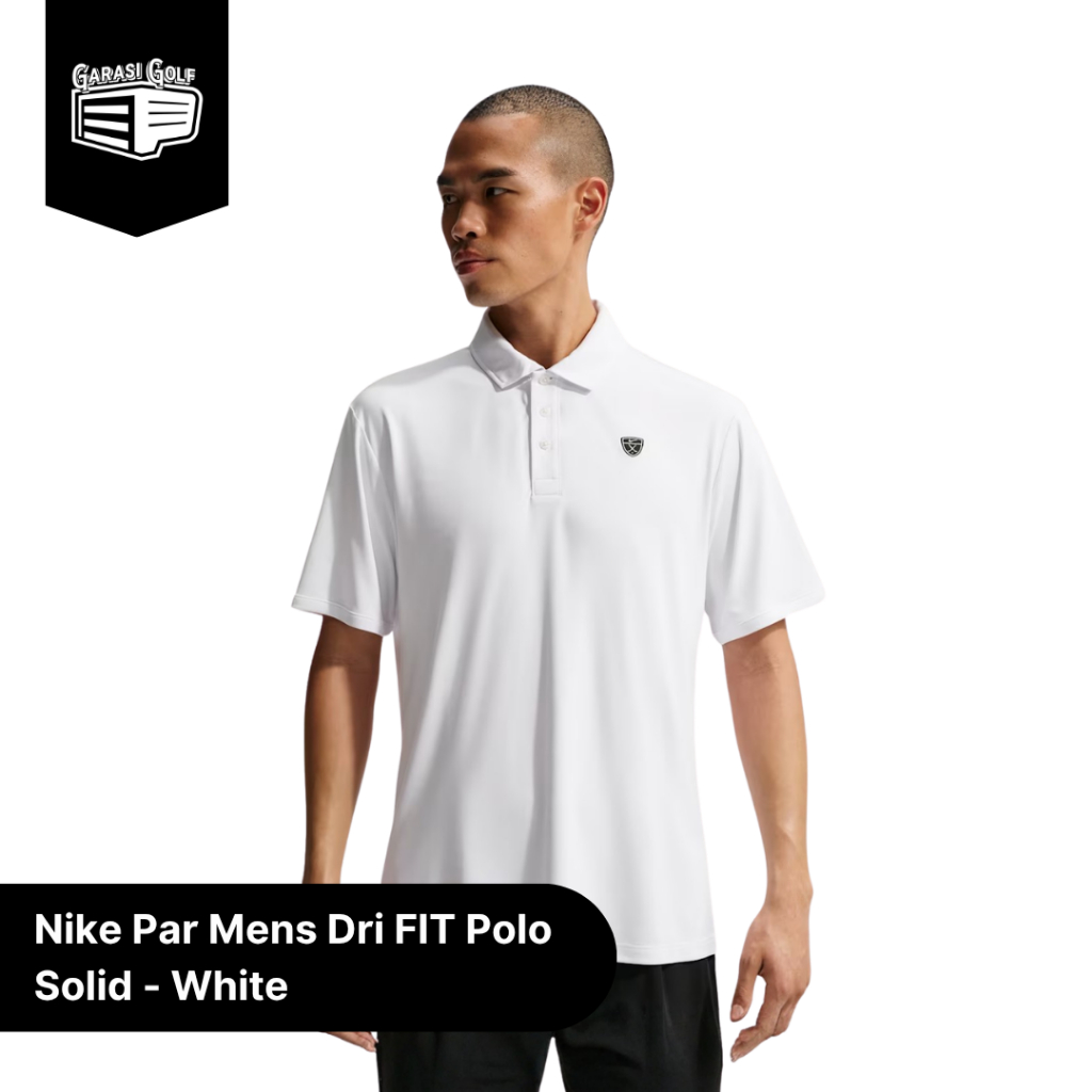 Nike Par Mens Dri-FIT Golf Polo Solid White Anti UV - Kaos Kerah Shirt Pria Original