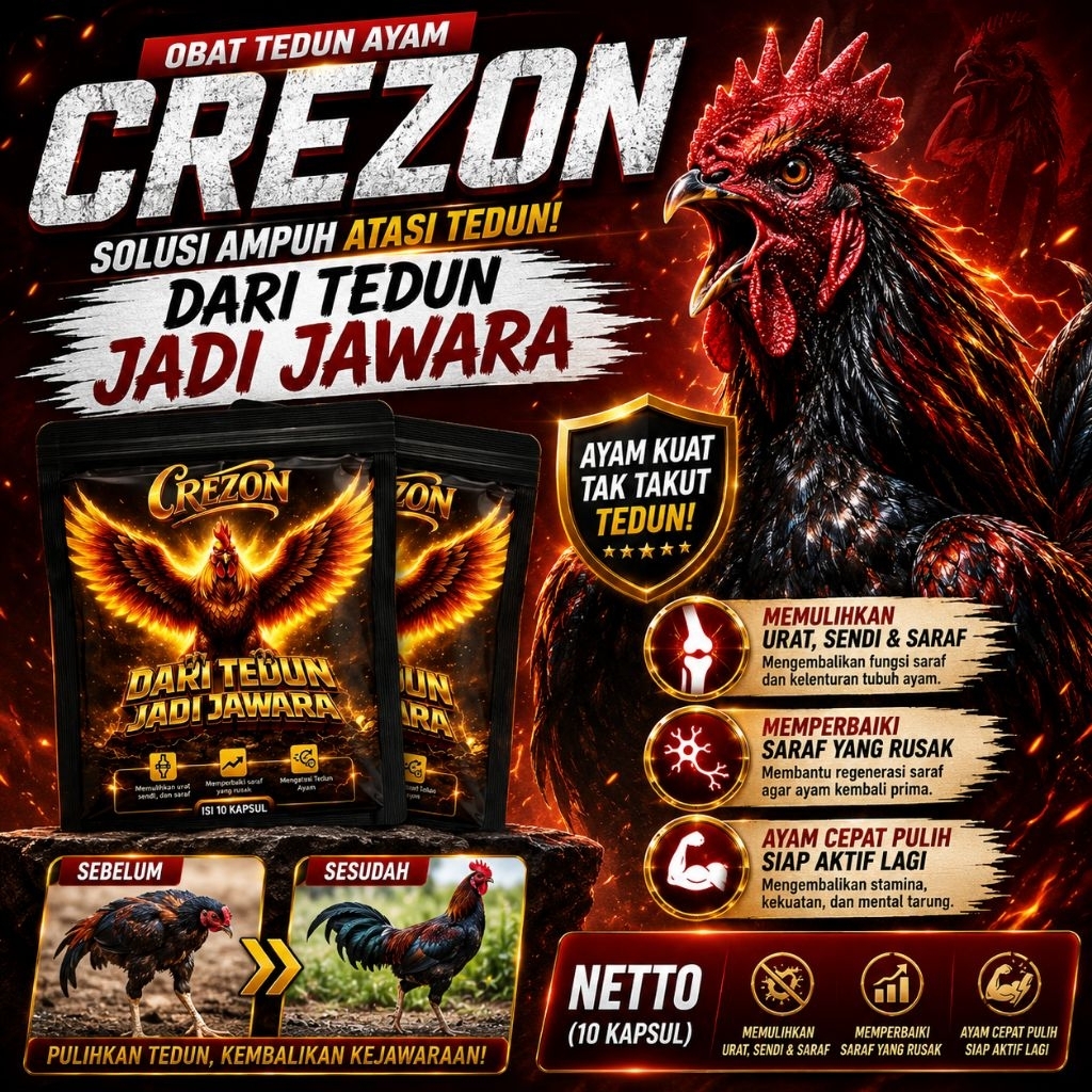 CREZON Kapsul Ayam Tedun - Obat Ayam Lumpuh Saraf Lemah - Atasi Ayam Tedun Turun Urat & Saraf Rusak 