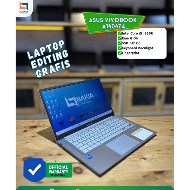 ASUS VIVOBOOK A1404ZA Intel Core i5 1235U Ram 8 Gb SSD 512 Gb Keyboard Backlight Fingerprint