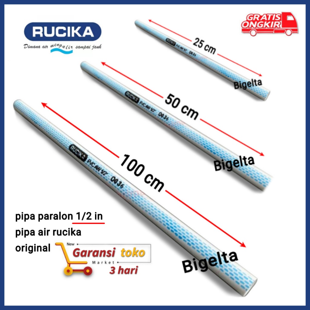 pipa air pvc potongan RUCIKA  1/2 in Rucika pipa paralon potongan murah