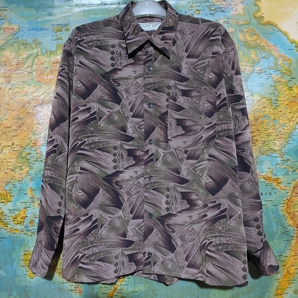 kemeja vintage GAILY LIFE Abstract Pattern Shirt original