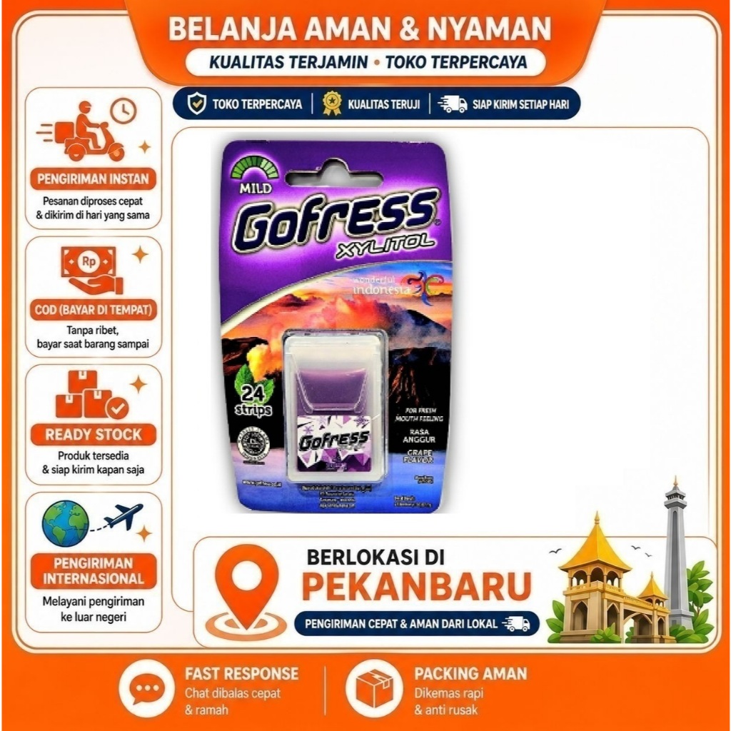 [SDW] pekanbaru/24 Lembar Gofresh Xylitol Permen Penyegar Rasa Anggur Go Fresh Grape Flavor Halal