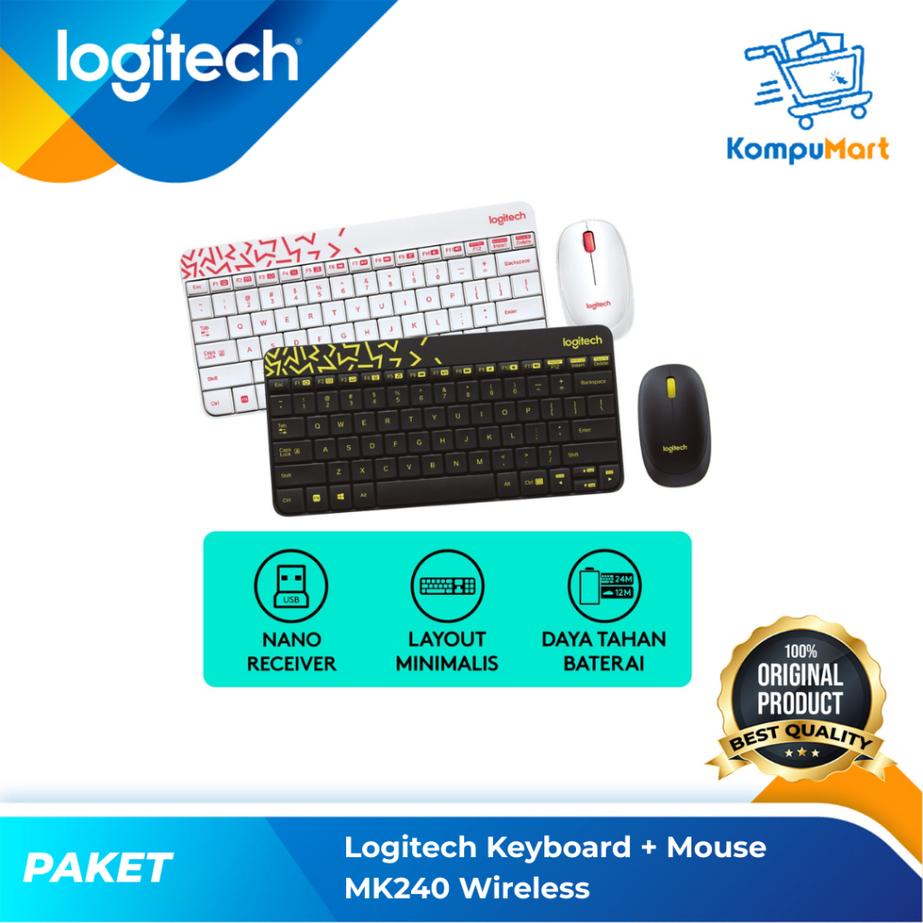 Keyboard Mouse Wireless Logitech MK240 / MK 240