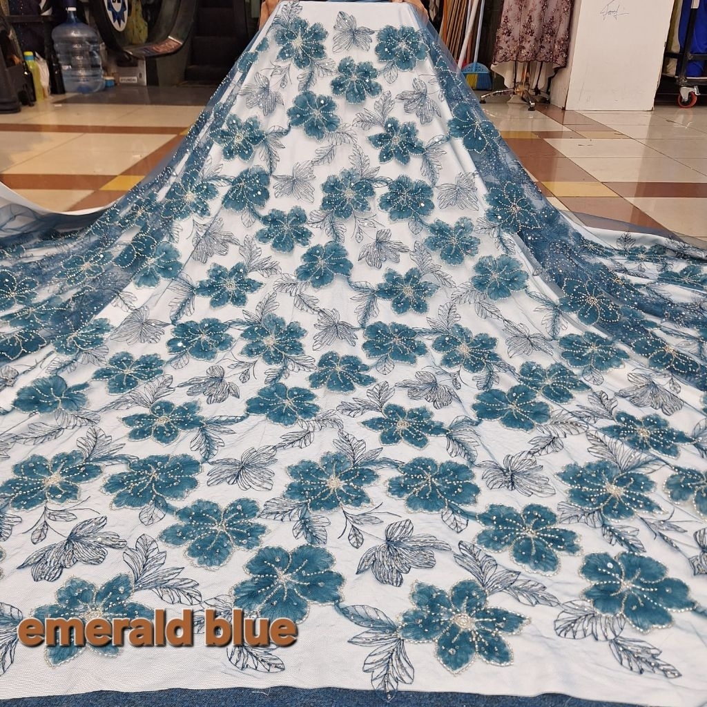 kain brokat payet full 3D full tabur / bahan kebaya mewah terbaru