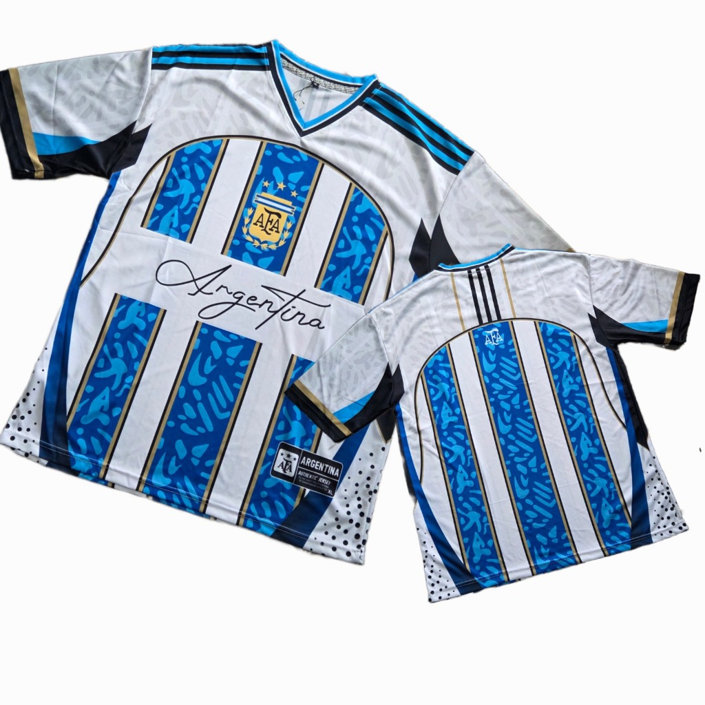 Jersey Baju Bola Suporter Fansclub Negara Argentina Costun Nama Nomer/ Baju Bola Pria Dewasa