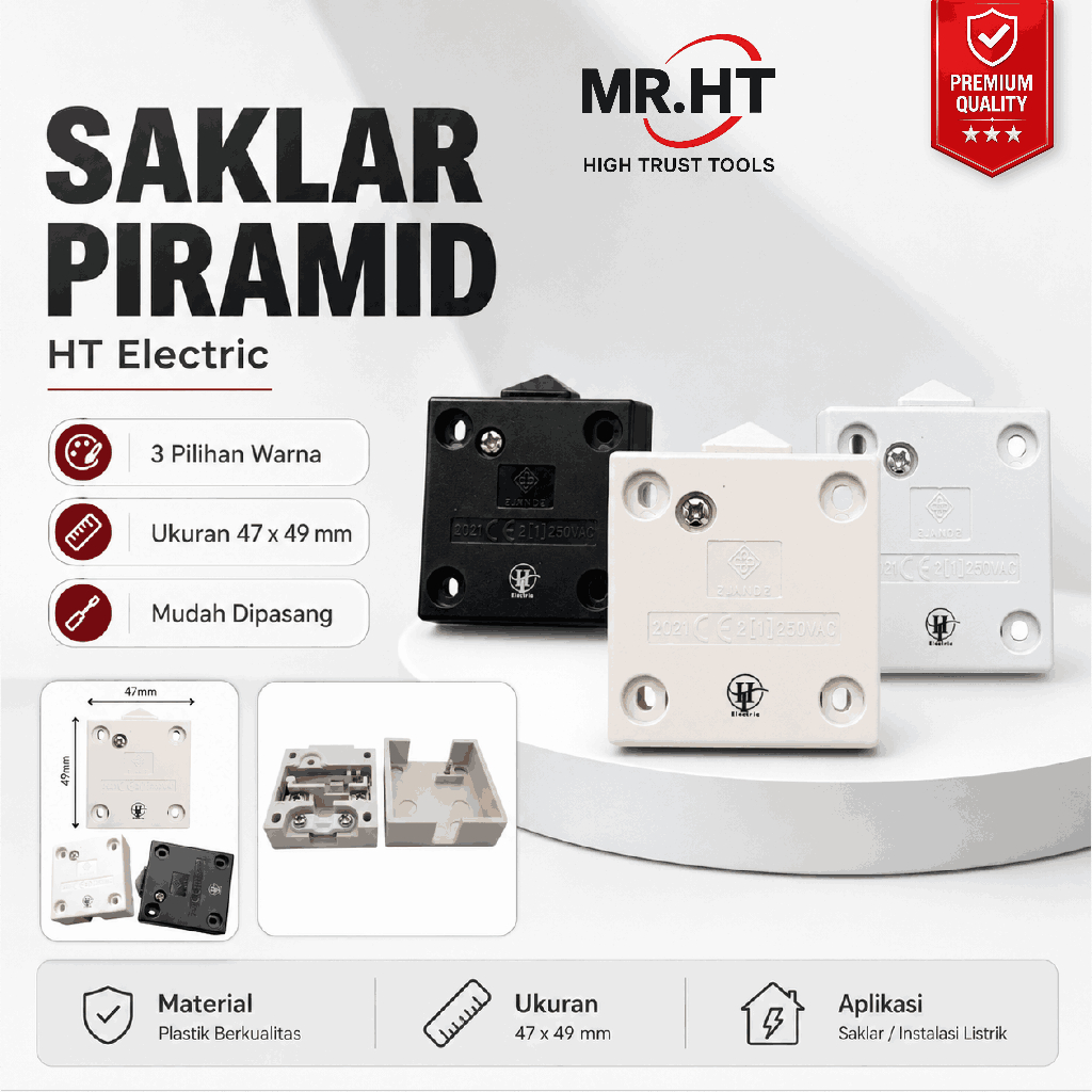 Saklar Piramid Otomatis Pintu Geser & Lemari – Wardrobe Switch Push to Break HT Electric