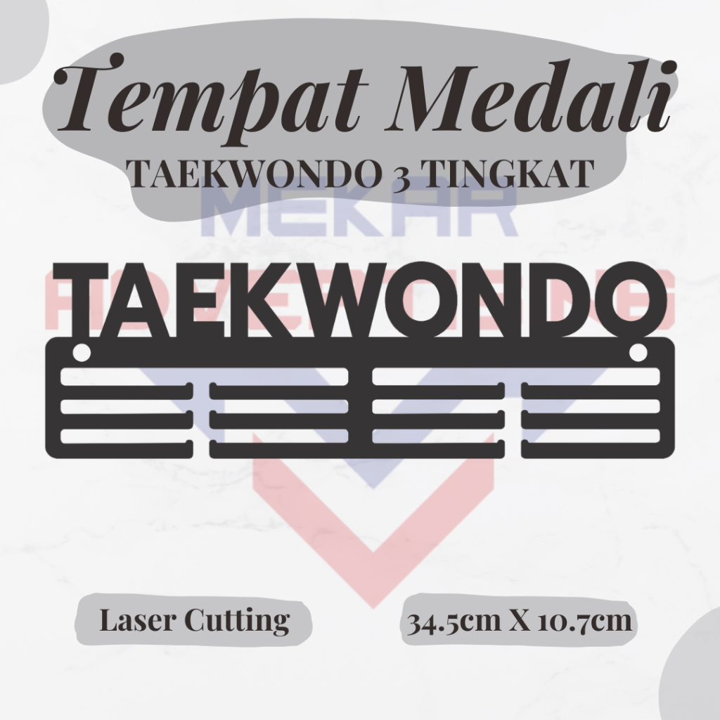 TEMPAT MEDALI 3 TINGKAT CABANG OLAHRAGA TAEKWONDO WARNA HITAM / GANTUNGAN MEDALI MEDAL HANGER