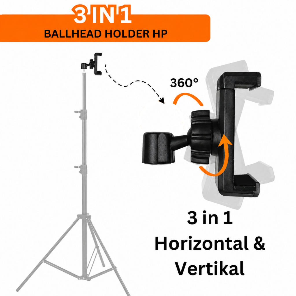HOLDER BALLHEAD TRIPOD HP HORIZONTAL VERTIKAL 360 MULTIFUNGSI