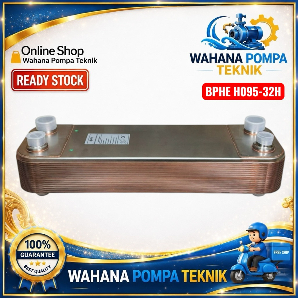 BPHE H095-32H Brazed Plate Heat Exchanger 32 Plate Stainless Steel Industrial Chiller Cooling Heater
