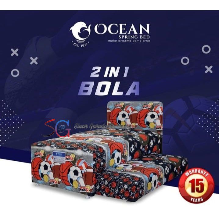 OCEAN KASUR SPRING BED 2IN1 SORONG ANAK KARAKTER BOLA / KASUR DORONG 2IN1 ANAK COWOK