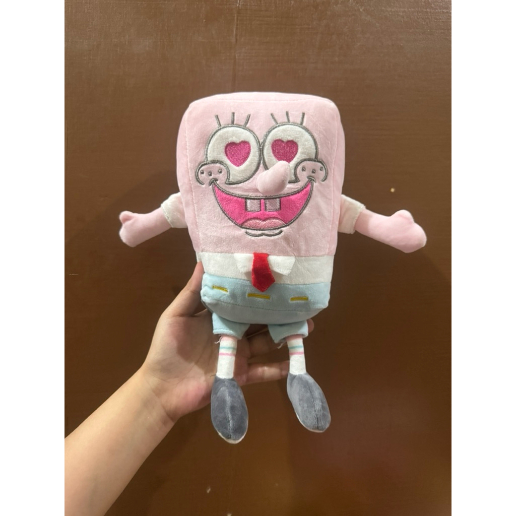 Boneka Karakter Spongebob Pink Mata Love size 28cm / Boneka Spongebob / Boneka Mainan Anak karakter 