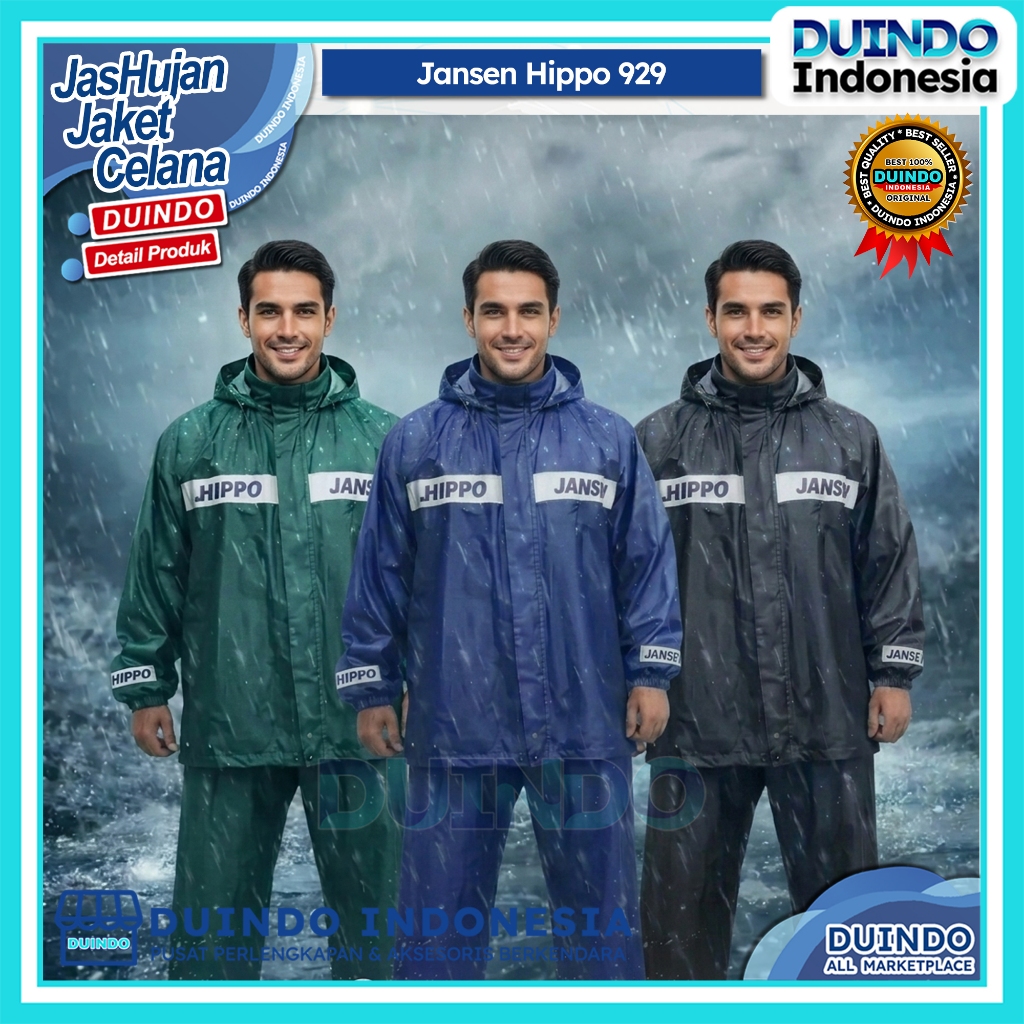 Duindo | Jas Hujan Jansen Hippo JS 929 Pria Wanita Jaket Celana Mantel Tebal Hipo