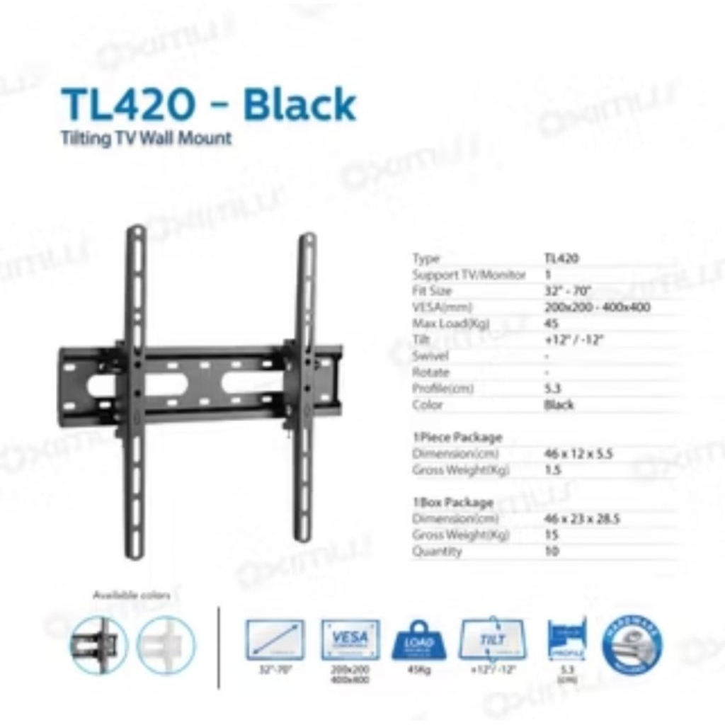 BRACKET TV LED LCD MONITOR 32" - 70" OXIMUS TL420 WALL MOUNT TILT Braket TV TL 420