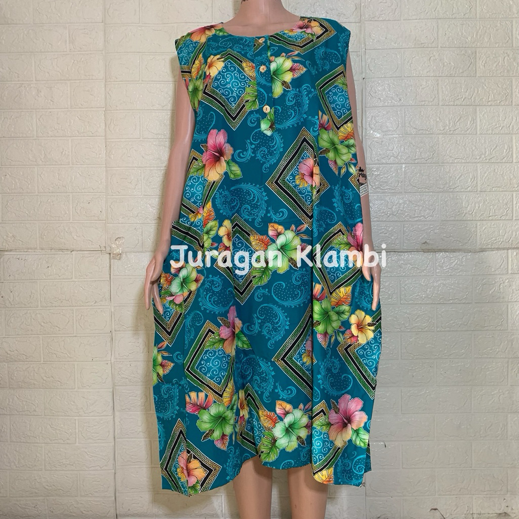 DASTER KENCANA UNGU TANPA LENGAN JUMBO LD 140 |DS 32 LABEL BIRU Busui Kancing Wanita Nyaman