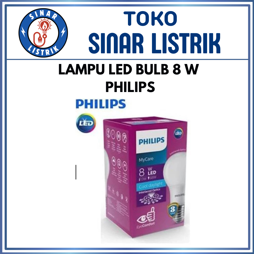 Bohlam LED Philips / Bohlam Philips / Lampu LED PHILIPS / Lampu Philips LED Bulb 8W - SERIES MYCARE