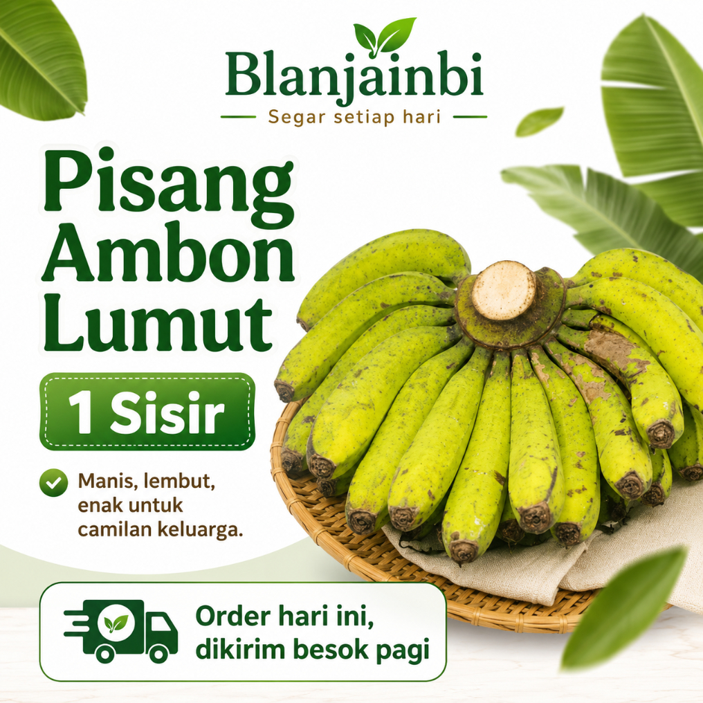 Pisang Ambon Lumut Hijau 1 Sisir - Buah Fresh untuk Sarapan Keluarga Bandung