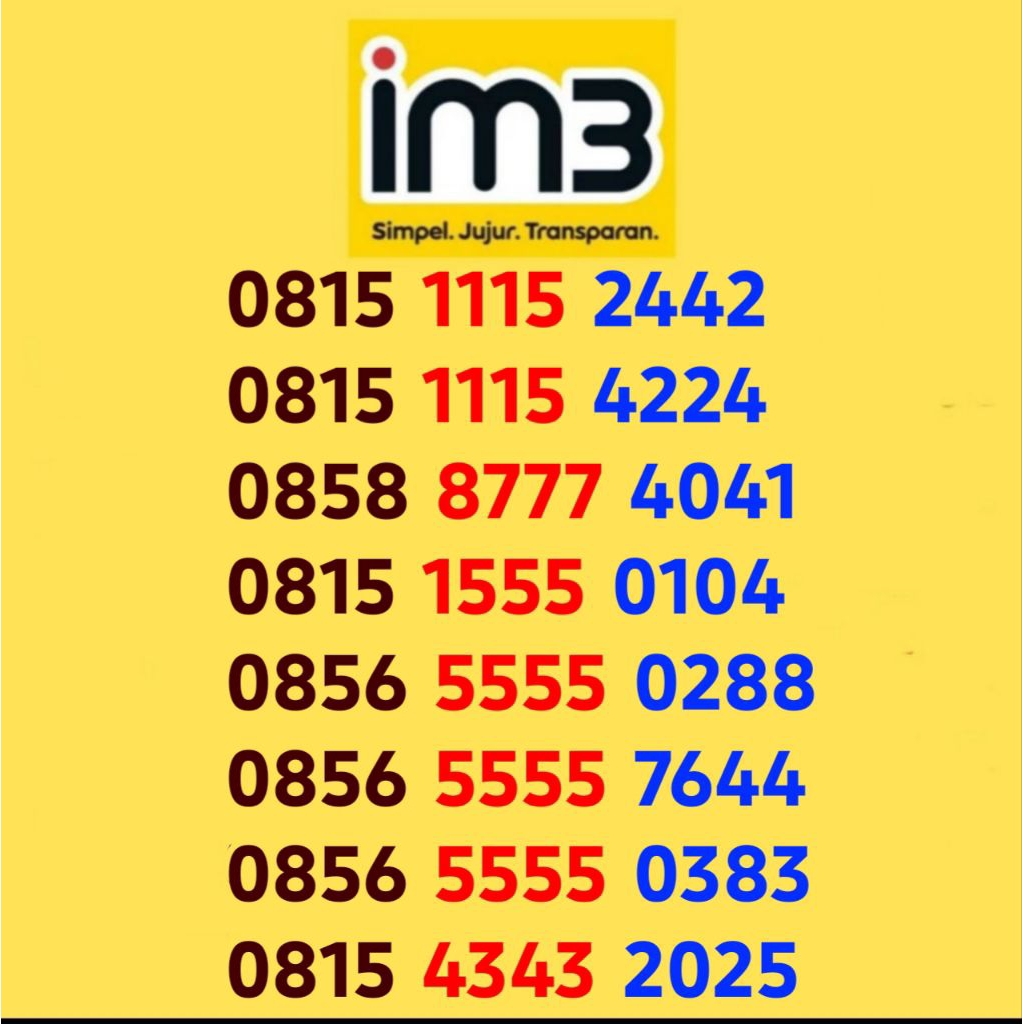 Nomor cantik Indosat IM3 rapi mudah diingat