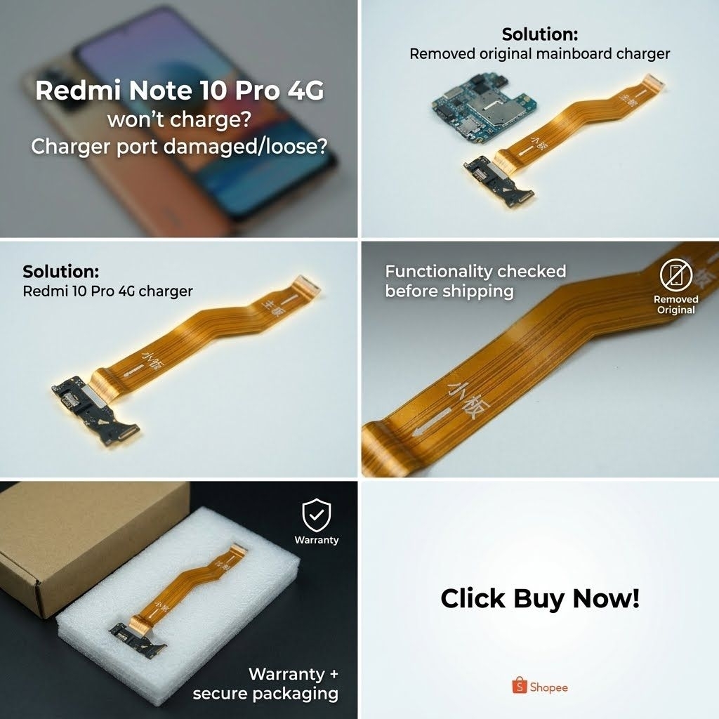Mainboard Charger, Fleksibel Charger Redmi Note 10 Pro 4G Original Copotan