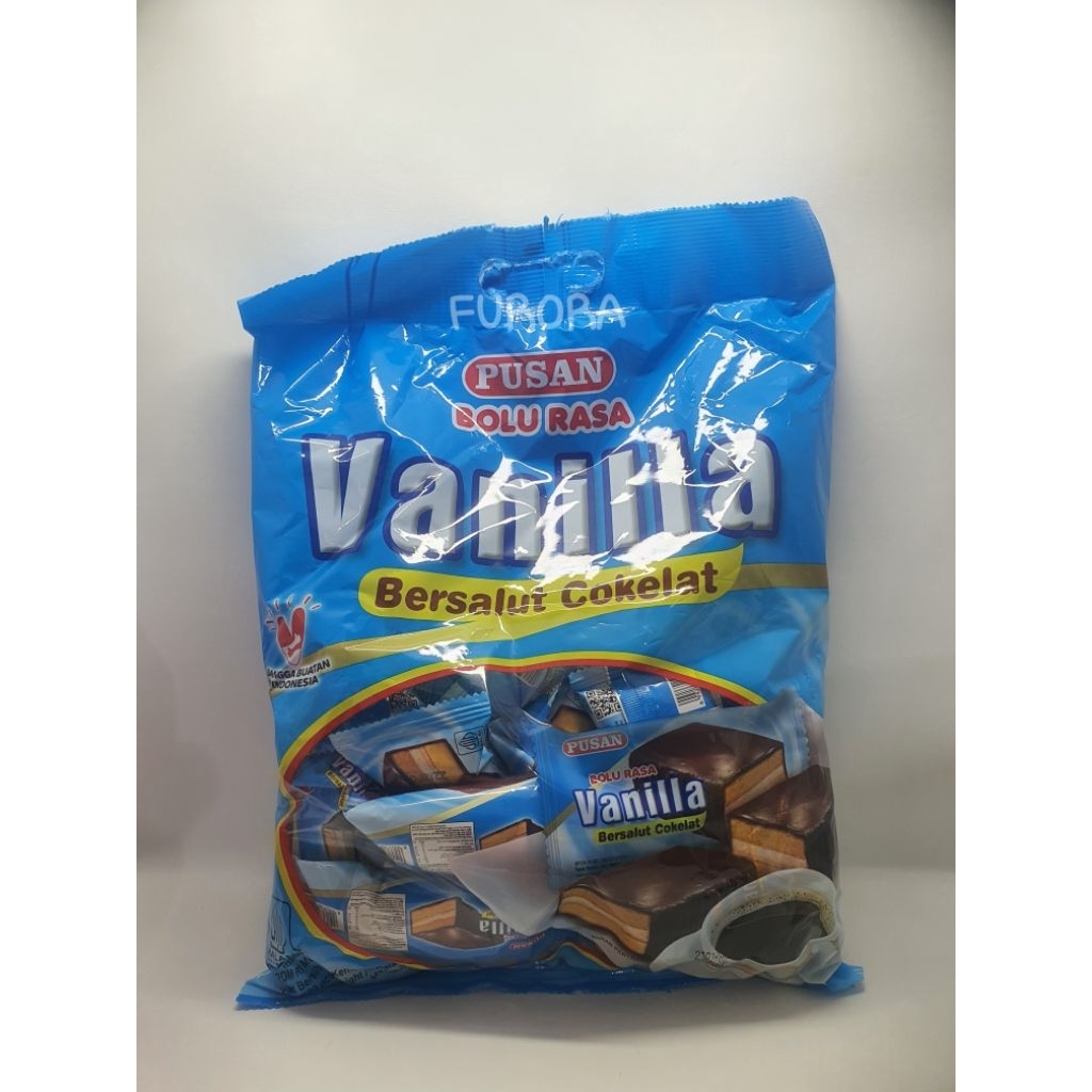 Pusan Bolu Vanilla Bersalut Coklat isi 20 perpack