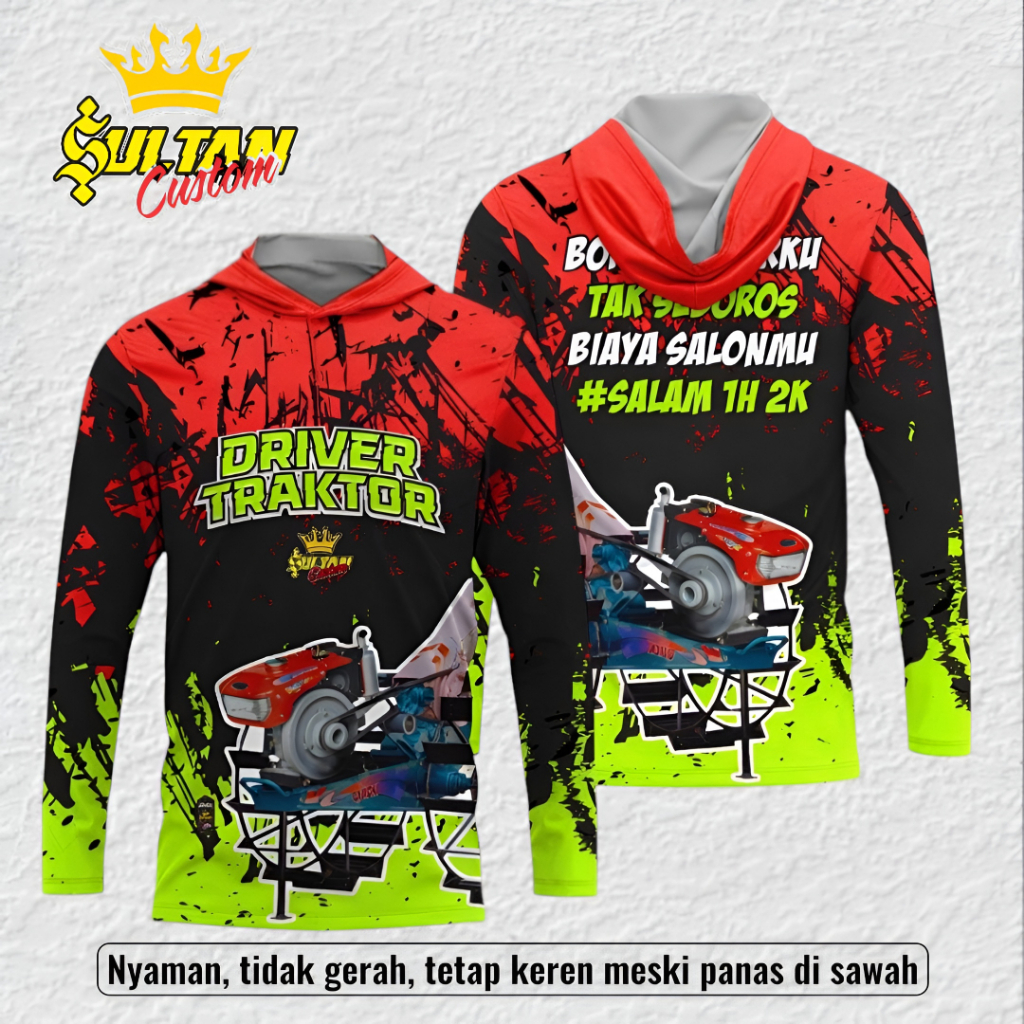 Jersey Driver Traktor Sawah Kaos Petani Traktor Sawah Lengan Panjang