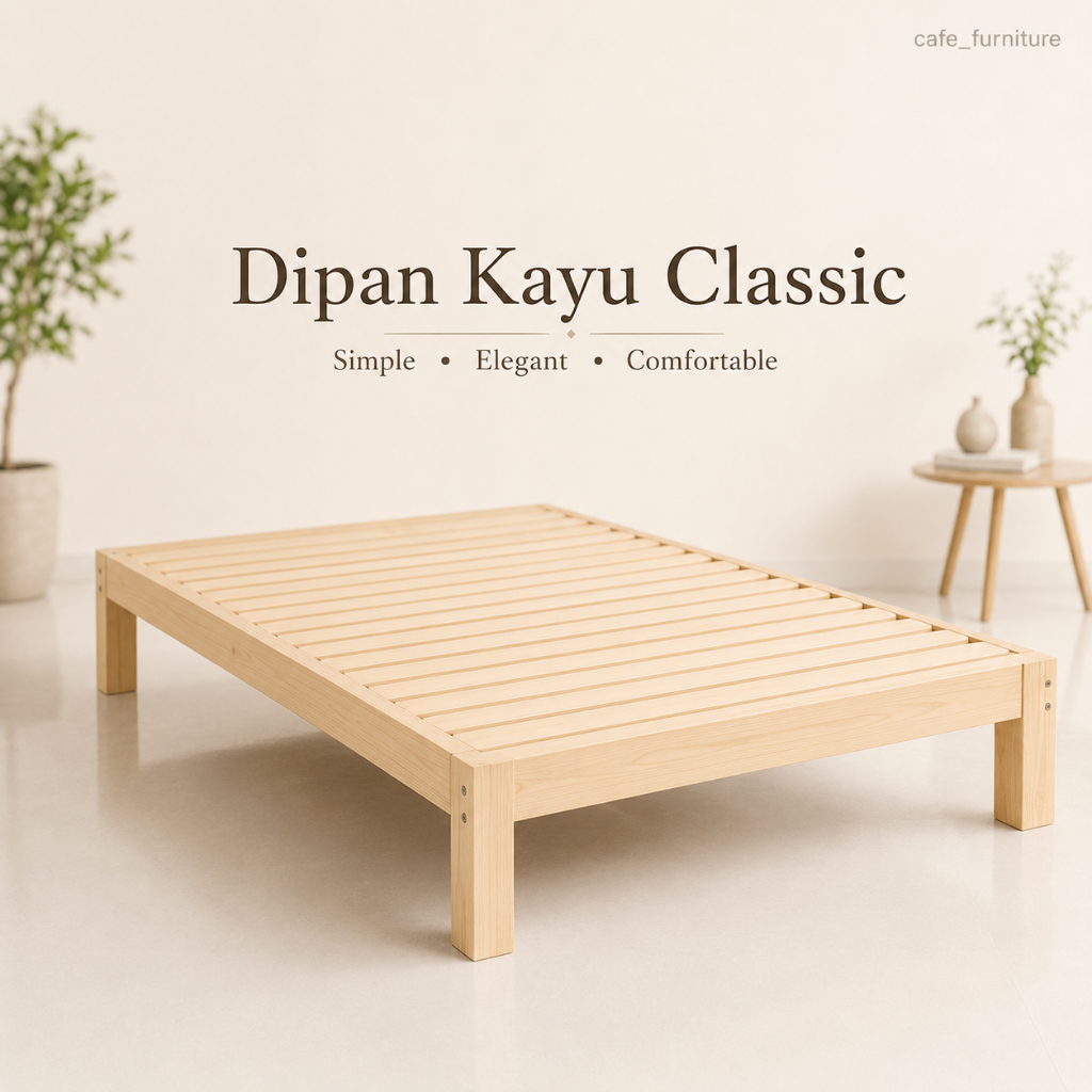 Ranjang Kayu Alas Kasur Tahan Lembab Dipan Alas Kasur Kayu Elegan 100% Kayu Ukuran 120/160/180X200CM
