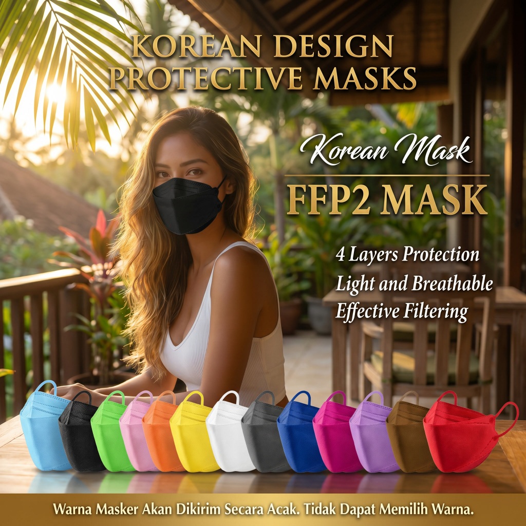 10 PCS Masker KF94 Dewasa Warna 4ply Layer Disposable Adult Earloop Korea Protective 3D Face Mask