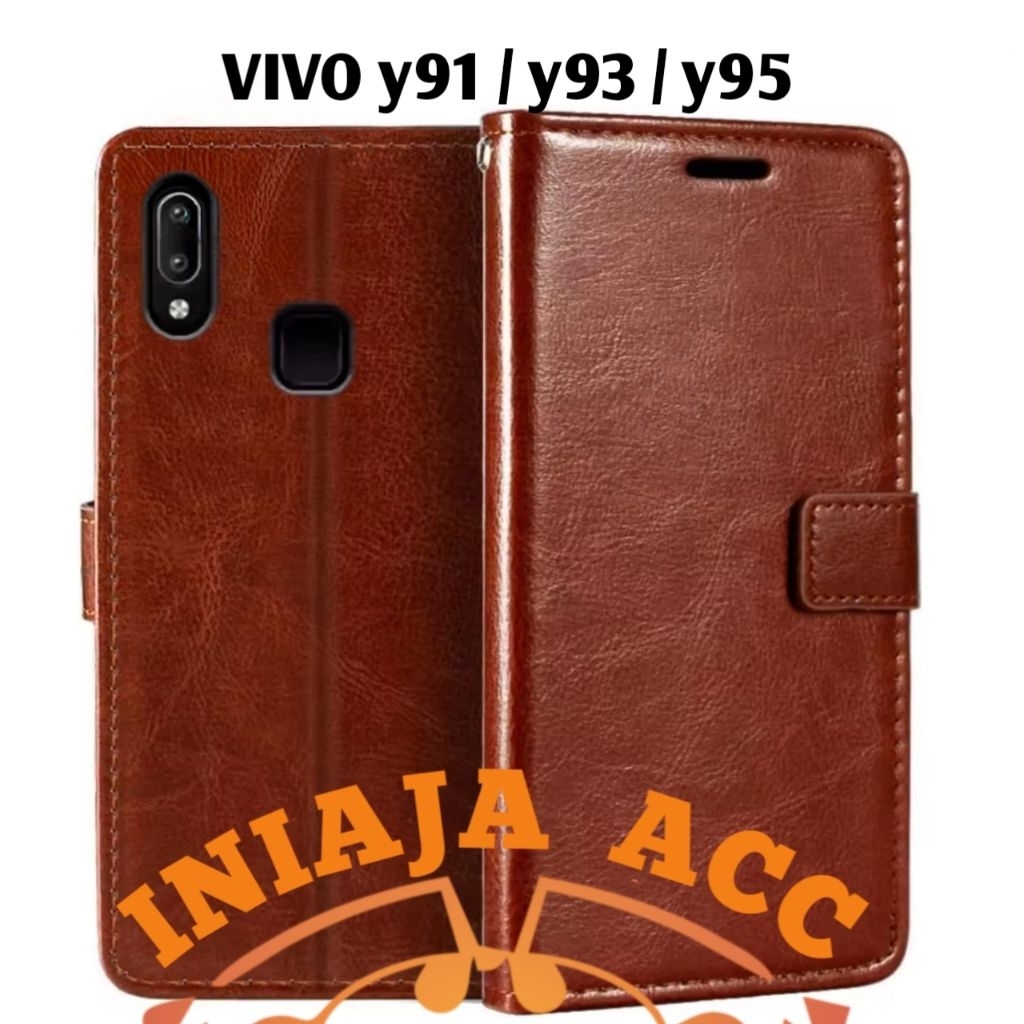 CASE VIVO Y91 Y93 Y95 MODEL 1817-1816-1903-1814-1811-1815-1807  LEATHER CASE SARUNG HP DOMPET KULIT 