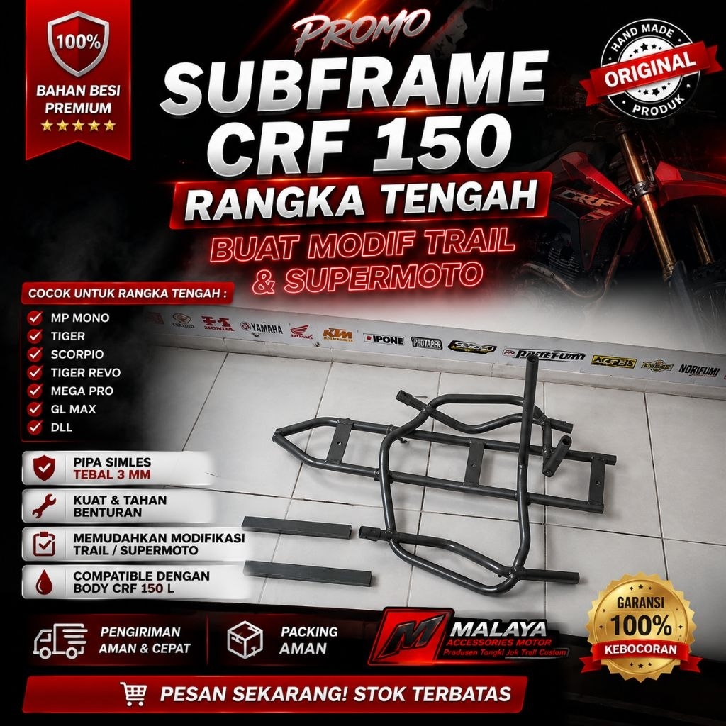 subframe rangka belakang  crf 150 l rangka tengah pnp  megapro mono verza scorpio tiger dll
