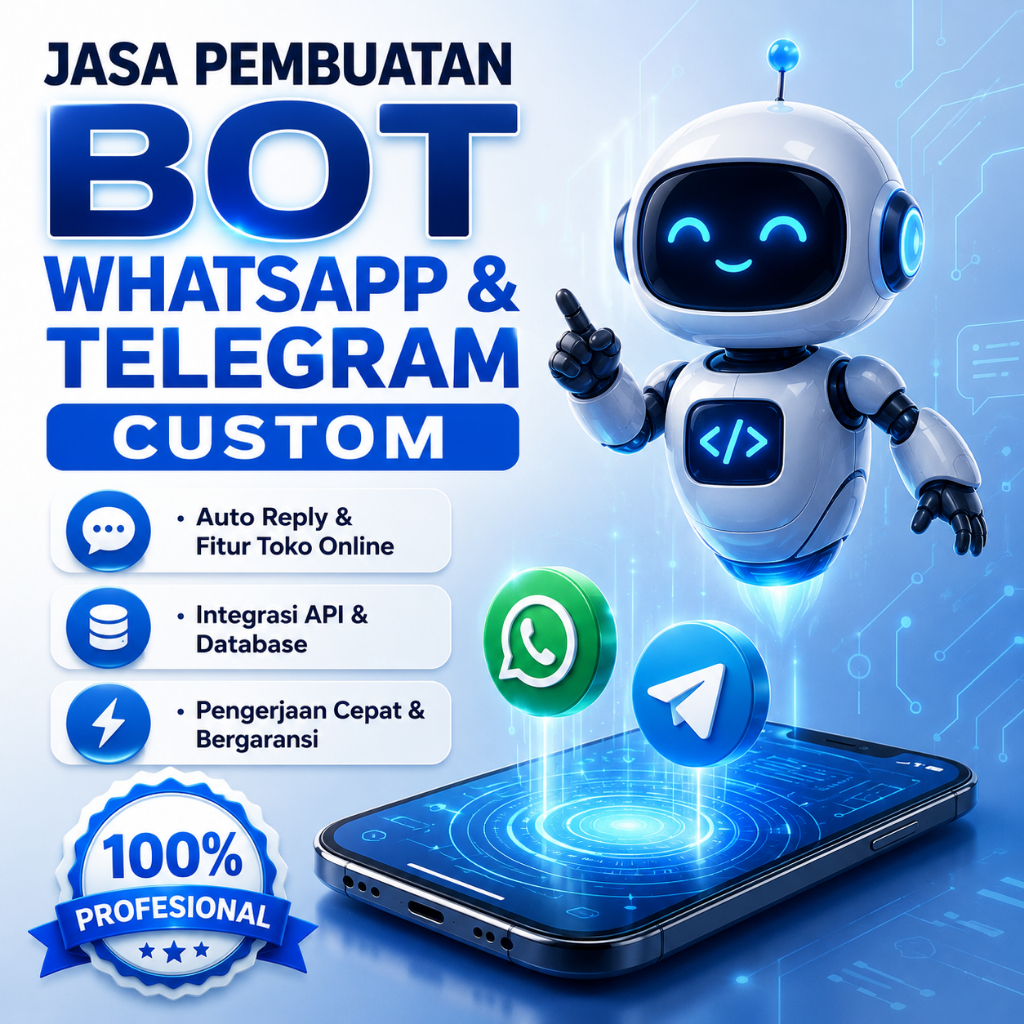 Bot WhatsApp Otomatis & Telegram Custom | Jasa Bikin Bot Toko Online, CS Auto Reply | Sistem Cepat &