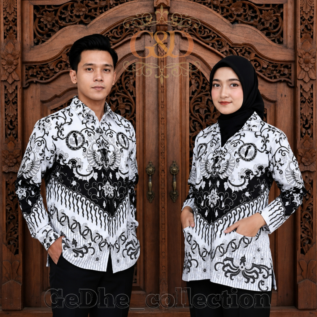 Baju Seragam PGRI Pria Wanita Lengan Panjang Motif Terbaru Batik Kusuma Bangsa All Size S-M-L-XL-XXL