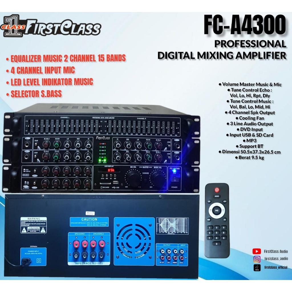 POWER AMPILIFIER bluetooth firstclass fc a4300 amplifier mixer BBE Proceccor equalizer processor fca